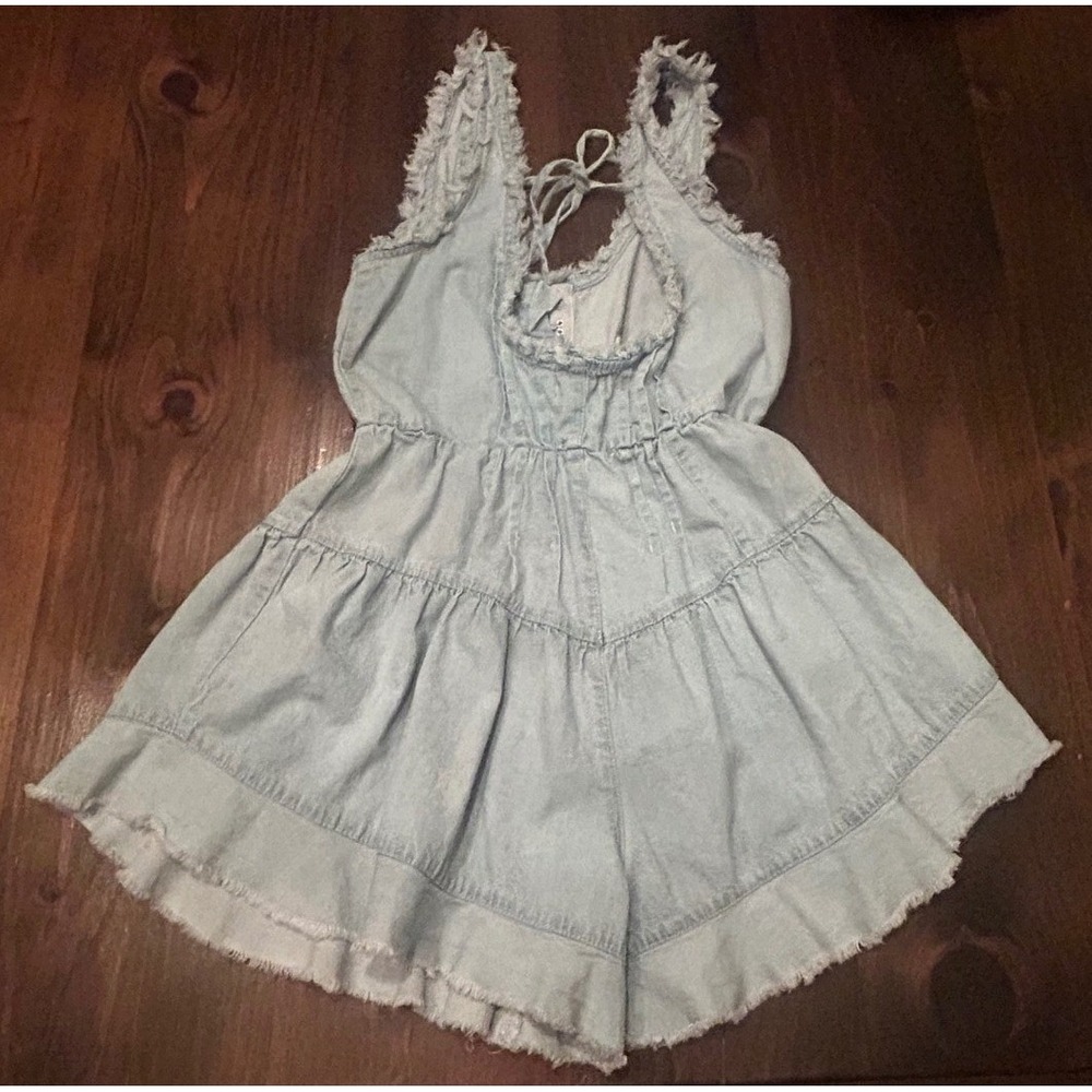 Free People Light Blue Denim Romper - Picture 6 of 10